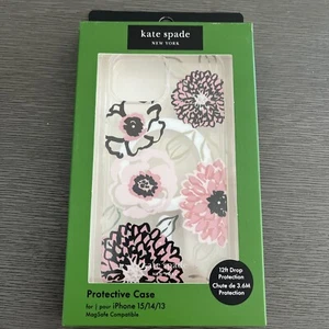 KATE SPADE Protective Case Magsafe For IPHONE 15 14 Or 13 Floral Pink Black - Picture 1 of 5