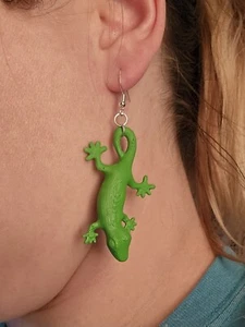 3D Printed Lizard Gecko Earrings - Picture 1 of 3