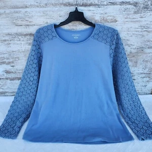 Hellblaues Top Shirt Damen Größe XL APPLESEEDS Häkelärmel Rundhalsausschnitt - Bild 1 von 3