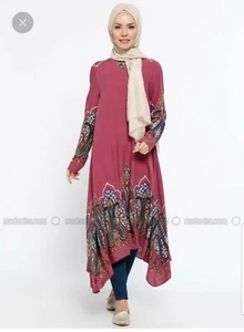 NWT Women tunic tops dress abaya jilbab hijab size 12 crew neck - Bild 1 von 4