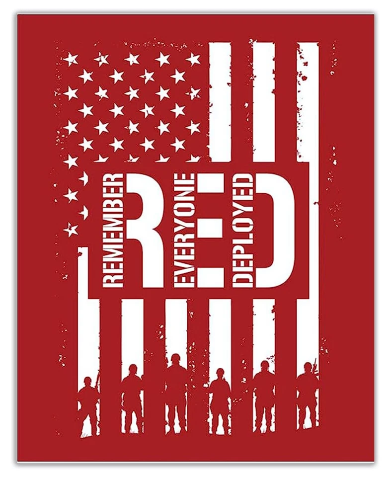 Remember Everyone Deployed RED Patriotic US Military Quote Display Type MAGNET - Image 1 of 1