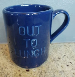 Kate Spade New York Deep Blue Embossed Stacking Mug "Out to Lunch" by Lenox - Picture 1 of 9