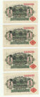 Deutschland 1914  4 mal 1 Mark kassenfrisch mit fortlaufender Nummer