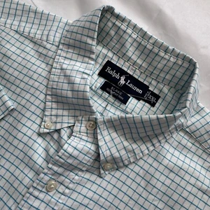 Ralph Lauren camicia uomo 2XL Blake manica corta a quadri bianco acqua con bottoni - Foto 1 di 9