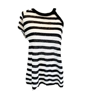IRO Jainspe Blouse Linen Womens XS Relaxed Stripe Cut Out One Shoulder Sleeve - Picture 1 of 4