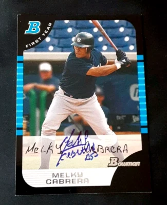 Tarjeta de béisbol de novato Melky Cabrera New York Yankees autografiada firmada 2005  Foto 1 de 2