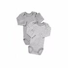 Bonds Baby 2 Pack White Grey Long Sleeve Bodysuit Jumpsuit Size 0000 000 00 1 2