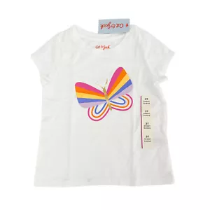 Cat & Jack Toddler Girls Size 3T Crewneck Butterfly T-Shirt White - Picture 1 of 6