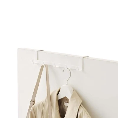 Estante ancho sobre puerta con 5 ganchos - Organizador colgante blanco para entrada o baño Foto 1 de 4