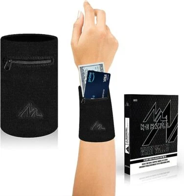 NEWZILL Wrist Wallet Wristband with Zipper - Cotton Sweatbands for Men & Women - Image 1 of 4