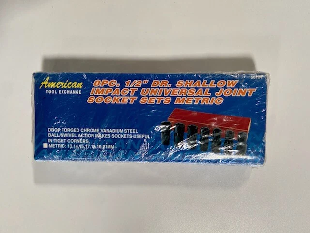 8pc 1/2" DR. Shallow Impact Universal Joint Socket Set (Metric) - Image 1 of 1