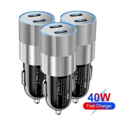 40W Dual USB-C 2 Type-C Port PD Car Charger USB C Type-C Quick Charging Adapter - image 1 of 4