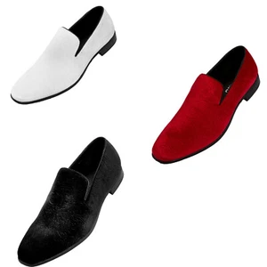 Bolano Jay Men's Paisley Embossed Shoes Designer Velvet Slip On Dress Loafers - Picture 1 of 29