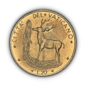 VATICAN CITY. 1973, 20 Lire  - Paul VI, XI, Red Deer, Stag, Baptism 1 - Picture 1 of 4