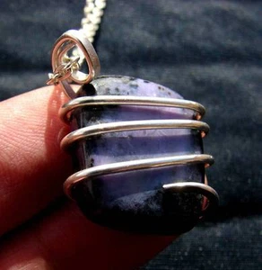 SALE RUSSIAN Grape Purple Russian Charoite Pendant Sterling Silver 1 - Picture 1 of 3