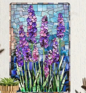 METAL ART- Lavender, with Mosaic Tile Design, Vibrant Colors, 8x12" Wall Decor - Picture 1 of 2