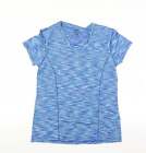 Ikonik Womens Blue Polyester Basic T-Shirt Size M V-Neck