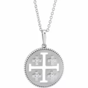 Diamond Jerusalem Cross 16-18" Necklace In Sterling Silver (.025 ct. tw.) - Picture 1 of 2