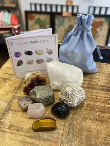 Crystal Starter Kit Beginners 8 Stones Healing Set Amethyst Citrine Rose Quartz  - Imagen 1 de 4