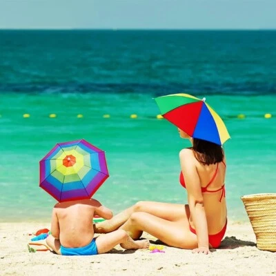 Sombrero Paraguas Arco Iris - Novedad Festival Rave Exterior Plegable Gay LGBTQ + 7 piezas Foto 1 de 4