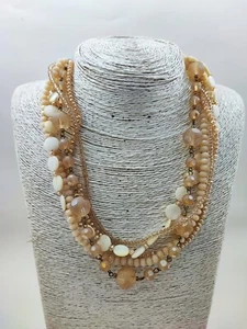 Collana Multifili In Madreperla E Cristalli Mix - Foto 1 di 5