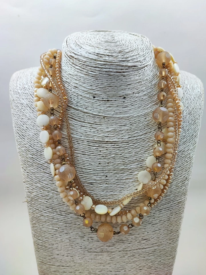 Collana Multifili In Madreperla E Cristalli Mix - Immagine 1 di 4