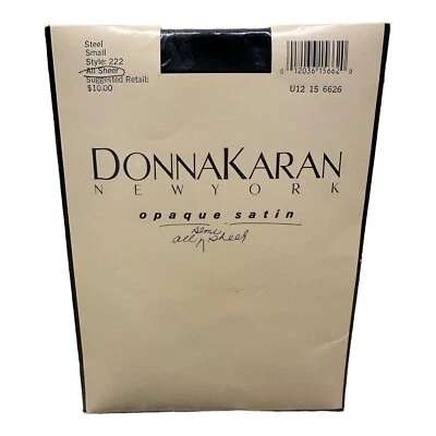 Pantimedias vintage 1990 Donna Karan Nueva York opacas satinadas transparentes acero pequeñas Foto 1 de 2