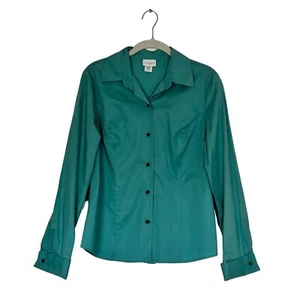 Jaclyn Smith Women's Semi Fitted Button Up Shirt in Teal - Size Small - Picture 1 of 5