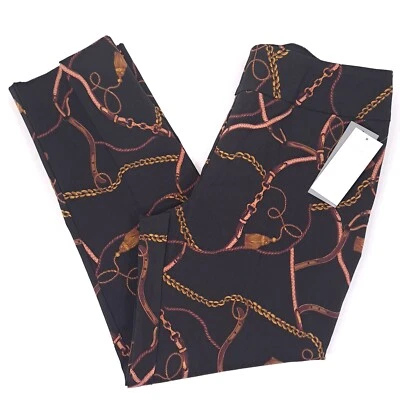 Pantalones New Directions Pull-on Negro Dorado Ecuestre Abdomen Panel Esculpido Talla 16P Foto 1 de 4