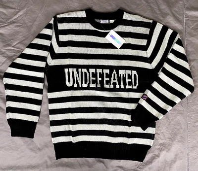 Suéter de punto invicto negro blanco a rayas logotipo de cinco golpes talla grande nuevo con etiquetas Foto 1 de 4