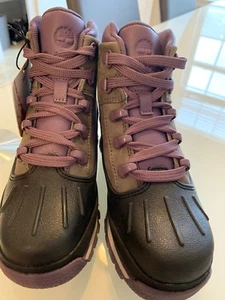 Girls Timberland Euro Hiker Shell Toe Boots 1 Purple Grey Premium Kids Shoes - Picture 1 of 6