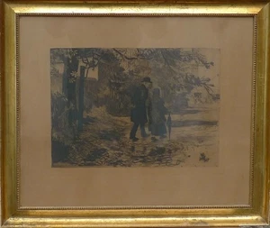 Hans Nicolaj Hansen (1853-1923) Coppia Che Piedi -radierung Datato 1922 - Foto 1 di 7