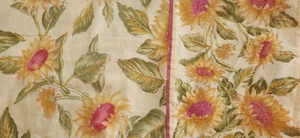 APRIL CORNELL ~ 52" Square 100% Cotton Yellow Tablecloth Sunflower w Pink ~ VGUC - Picture 1 of 7
