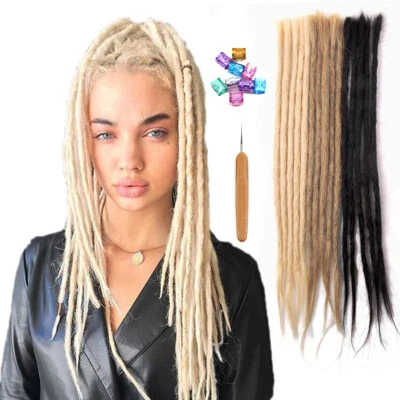 20" 100% Human Hair Dreadlocks Single Ended Häkelzöpfe Echthaar-Dreads Extension - Bild 1 von 4