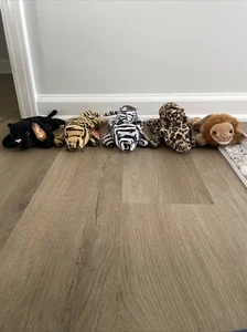Big/Jungle Cats Beanie Baby Lot Of 7 Velvet Stripes Blizzard Freckles Roary - Picture 1 of 2