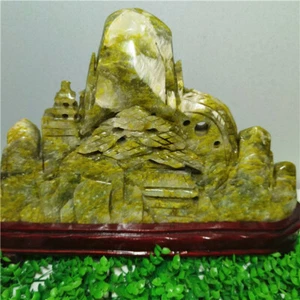 4.11Kg  Natural "Lantian jasper" carved Mountain Furnishing Article +stand  o433 - Picture 1 of 11
