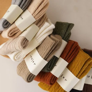 5 Paar Wolle Crew warme flauschige Farbe schwer Damen Design Strick dicke weiche Stiefelsocken - Bild 1 von 10