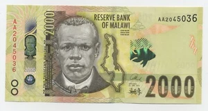Malawi 2000 Kwacha 1-6-2014 Pick 69 UNC Uncirculated Banknote Serial AA - Picture 1 of 2