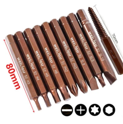5/16" Impact Drill Driver Bit Hex Torx Phillips Pozi Slotted Screwdriver Bits S2 - Image 1 of 4