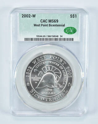 2002-W West Point Commemorative Silver Dollar MS69 CAC - Image 1 of 4