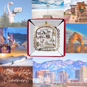 Utah Ornament Brass State Landmarks Salt Lake City Mountains National Parks - Picture 1 of 8