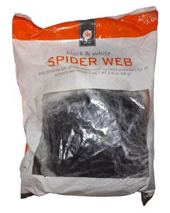 Neu Deko Halloween schwarz & weiß Spinnennetz Dekorationen 2,4 Unzen HolT - Bild 1 von 3