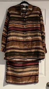 Harve Benard Marrón Estampado 100% Seda Mujer’s Falda Traje Chaqueta Nuevo con Etiquetas Talla 8 Iglesia - Imagen 1 de 9