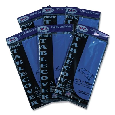 Tablemate 549BL Plastic 54" x 108" Table Set Rectangular Table Cover (6/PK) New - Image 1 of 4