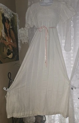 Vestido básico vintage años 70 Candi Jones hippy boho campesino hada prarie cabaña Wow Foto 1 de 4