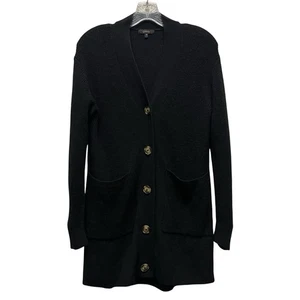 Quitte Baby Alpaka-Wolle Oversize Strickjacke V-Ausschnitt Long Pullover Damen S schwarz - Bild 1 von 7