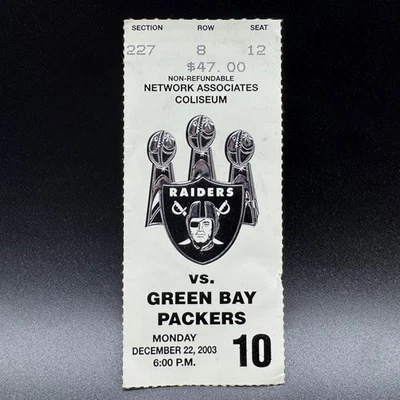 BRETT FAVRE *FATHER PASSES AWAY* 2003 GREEN BAY PACKERS TICKET STUB VS. OAKLAND - Image 1 of 2