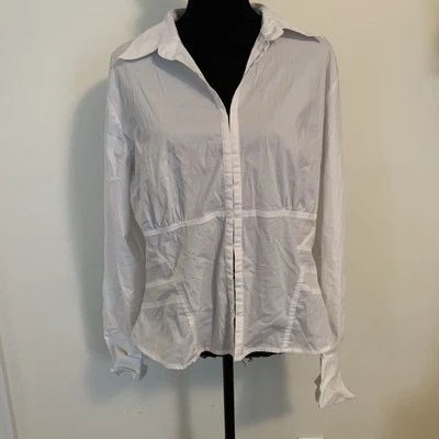 Blusa para mujer New York And Company elástica blanca manga larga gancho y ojo 18” Foto 1 de 4