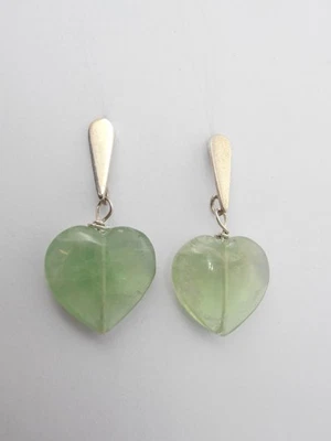 Orecchini pendenti con Cuore in Fluorite e Argento 925 - Pietra Dura - Immagine 1 di 4