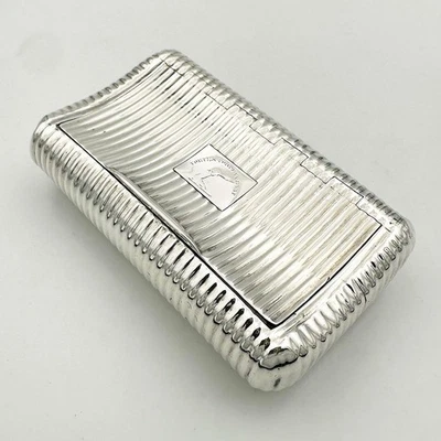 GEORGIAN CURVED SNUFF BOX RIBBED STERLING SILVER BIRMINGHAM 1810 JESSE PARKES - Image 1 of 4